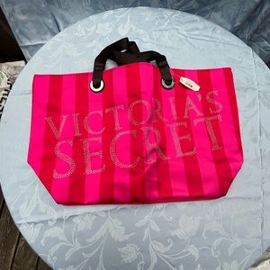 Victoria’s Secret Pink and Red Striped Shoulder & Tote Handbag